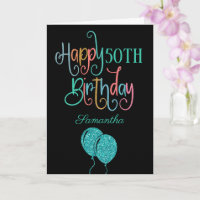 50th Happy Birthday Stylish Text Name Colourful