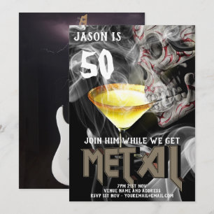 50th Heavy Metal Birthday Invite Guitar GOTH