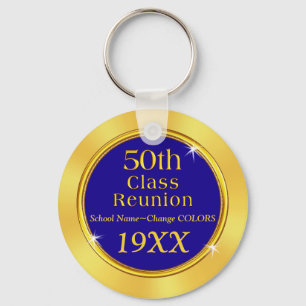 50th High School Reunion Ideas YOUR TEXT, COLORS Key Ring
