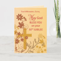 50th Jubilee Anniversary Nun Cross, Swirls, Flower