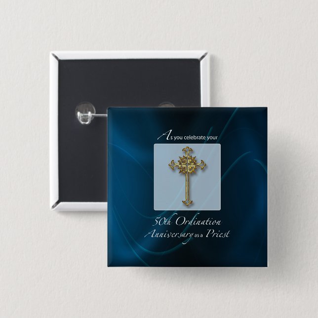 50th Jubilee Ordination Anniversary of Priest 15 Cm Square Badge (Front & Back)