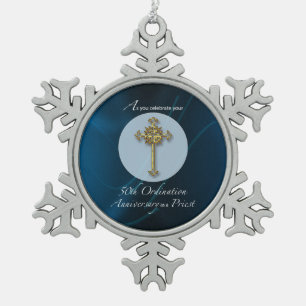 50th Jubilee Ordination Anniversary of Priest Snowflake Pewter Christmas Ornament