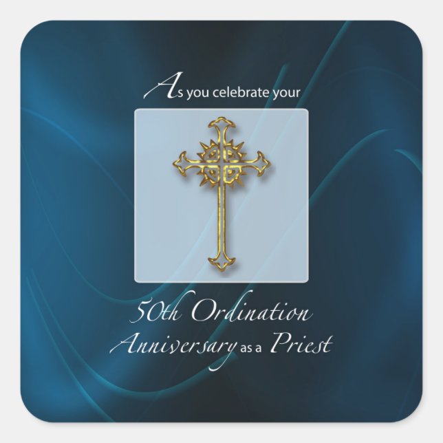 50th Jubilee Ordination Anniversary of Priest Square Sticker (Front)