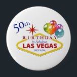 50th Las Vegas Birthday Huge, 4 Inch Round Button<br><div class="desc">50th Las Vegas Birthday Huge,  4 Inch Round Button</div>