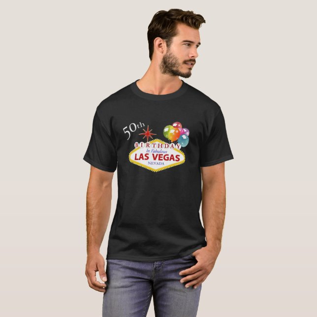 50th Las Vegas Birthday Men's Dark T-Shirt (Front Full)