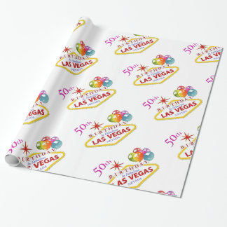 50th Las Vegas Birthday Wrapping Paper, 30" x 6' Paper