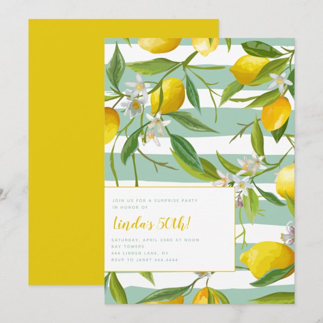 50th Limoncello Birthday Party Invitations (Front/Back)
