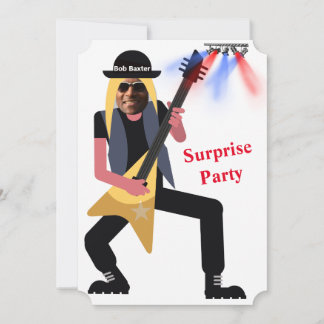 50th Mens 🎸🤣 Rockstar Birthday Guitar Funky Fun  Invitation