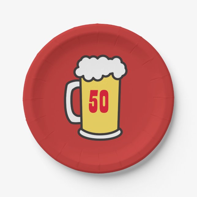 50th Milestone Birthday Party Beer Plates (Front)