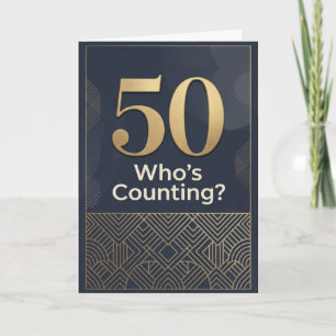 50th Modern Black Birthday  Card