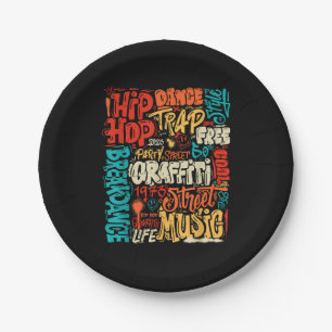 50th Music And Hip hop Graffiti Cassette Vintage R Paper Plate