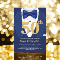 50th Navy Blue and Gold Tuxedo Birthday Event