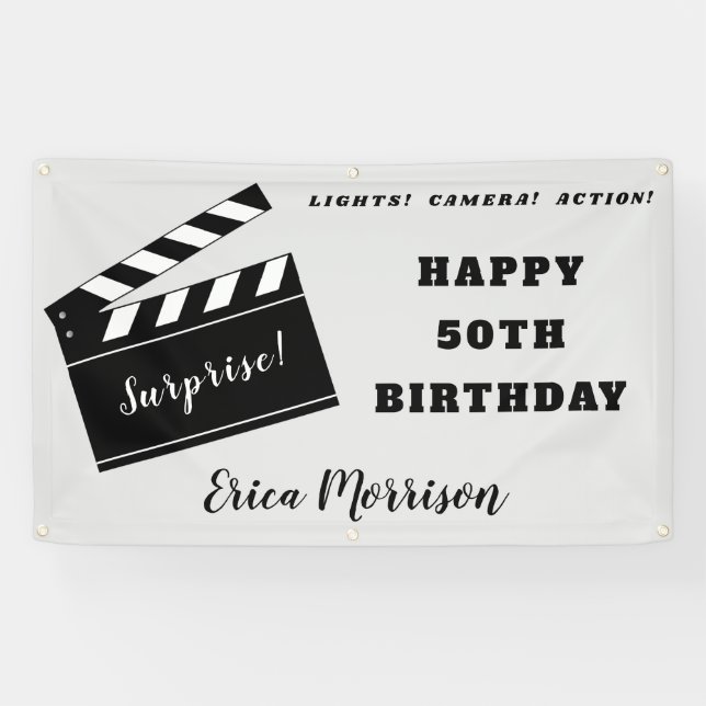 50th or Any Age Birthday Movie Theme Party Banner (Horizontal)