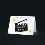 50th or Any Age Fun Movie Theme Birthday Greeting Card<br><div class="desc">A fun movie themed birthday greeting for any milestone year or off year birthday celebration. Time for lights, camera and action as the black and white clapboard wishes the birthday guy or gal a happy birthday. This birthday greeting card coordinates with our Dinner and a Movie themed birthday party invitations....</div>