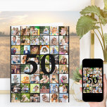 50th or Any Age Photo Collage Big Birthday Card<br><div class="desc">Photo template big birthday card which you can customise for any age and add up to 40 different photos. The sample is for a 50th Birthday which you can edit and you can also personalise the message inside and record the year on the back. The photo template is ready for...</div>