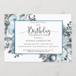 50th (or other) Unique Blue Floral Birthday Invitation<br><div class="desc">Celebrate with this exquisite blue floral 50th (or other) birthday invitation. Ability to add any other birthday number or replace number by any descriptive word like "great". Gorgeous hand painted watercolor flowers and foliage in a combination of dusty blue, navy blue, white, grey and sage tones. Card's back showcasing a...</div>