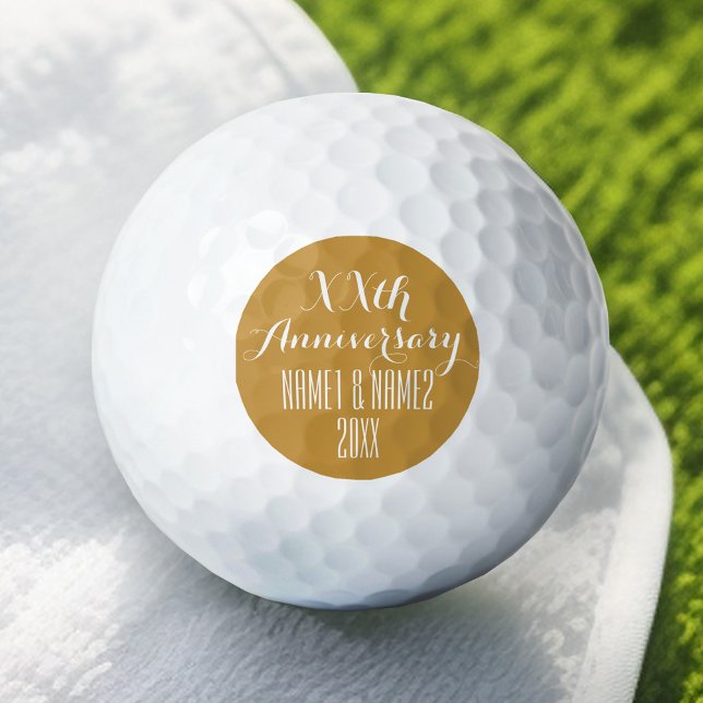 50th or Other Wedding Anniversary Gold Golf Balls (Personalized Golf Ball - Add Your Monogram for a Wedding Anniversary Favor)