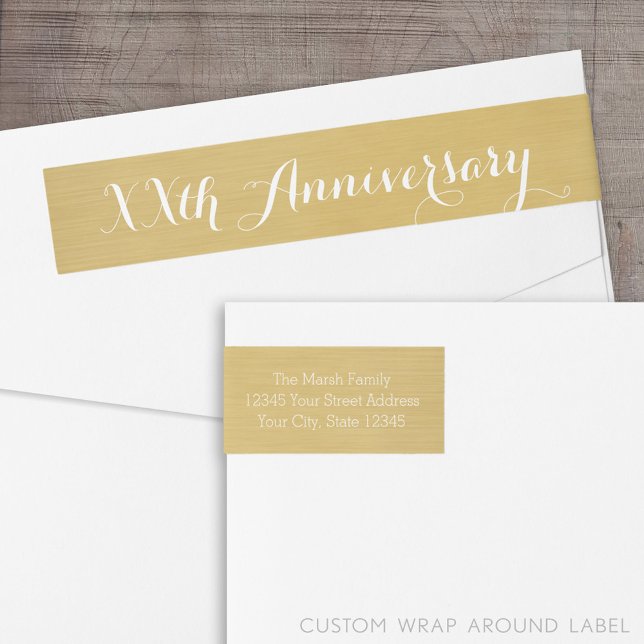 50th or Other Wedding Anniversary Personalised Wrap Around Label (Custom Return Address Label with a Wrap Around Feature)
