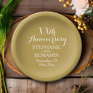 50th or Other Wedding Anniversary Personalized Paper Plate