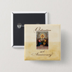 50th Ordination Anniversary Angels at Altar 15 Cm Square Badge