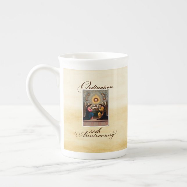 50th Ordination Anniversary Angels at Altar Bone China Mug (Left)