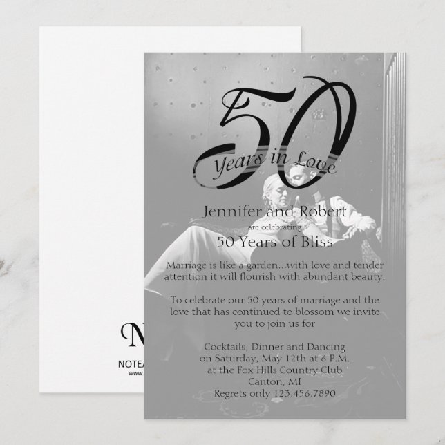 50th Photo Wedding Anniversary Invitation (Front/Back)