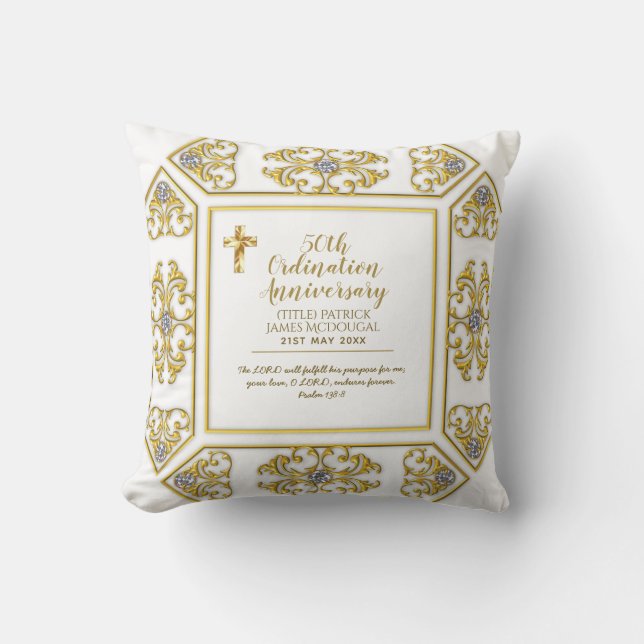 50th PRIEST Ordination Anniversary Personalised Cushion (Front)