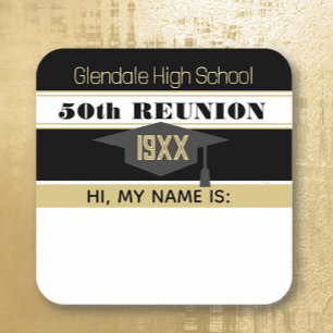 50th Reunion! Class Reunion Name tag Sticker
