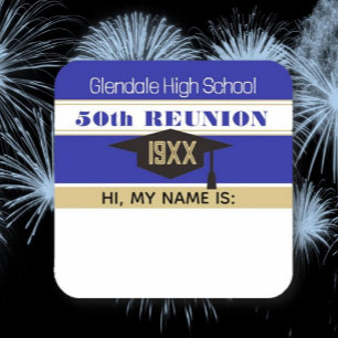 50th Reunion! Class Reunion Name tag Sticker