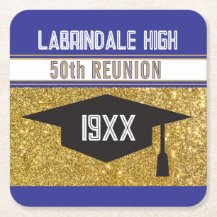 50th Reunion! Customised Partytime Square Paper Coaster