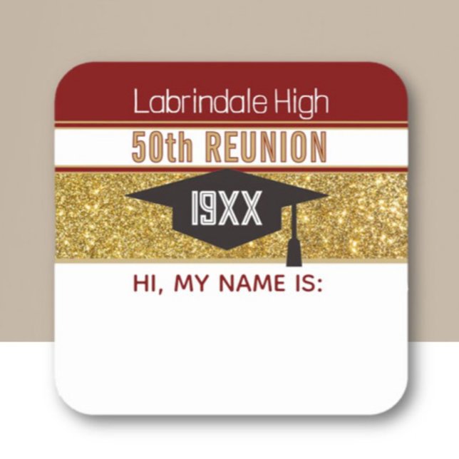 50th Reunion! Customized Name tag Sticker (Creator Uploaded)