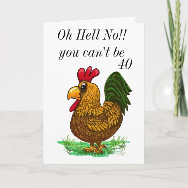 50th Rooster Birthday card, Oh Hell No Thank You Card (Front)