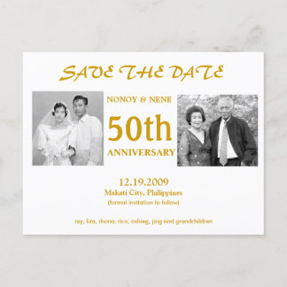 50TH SAVE THE DATE ANNOUNCEMENT POSTCARD