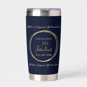 50th Surprise Birthday Navy Gold Party Favour Insulated Tumbler