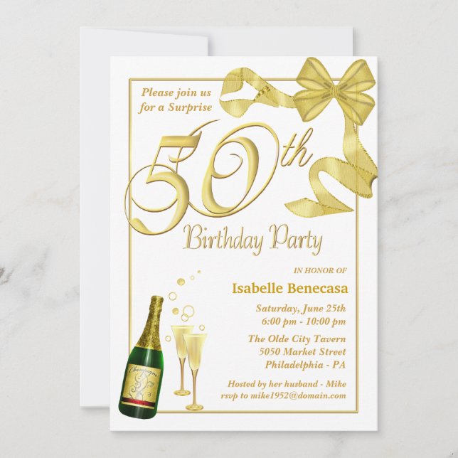 50th Surprise Birthday Party - Custom Invitations (Front)