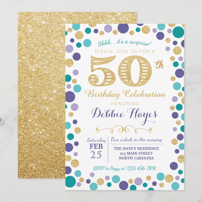 50th Surprise Birthday Party Invitation (Front/Back)