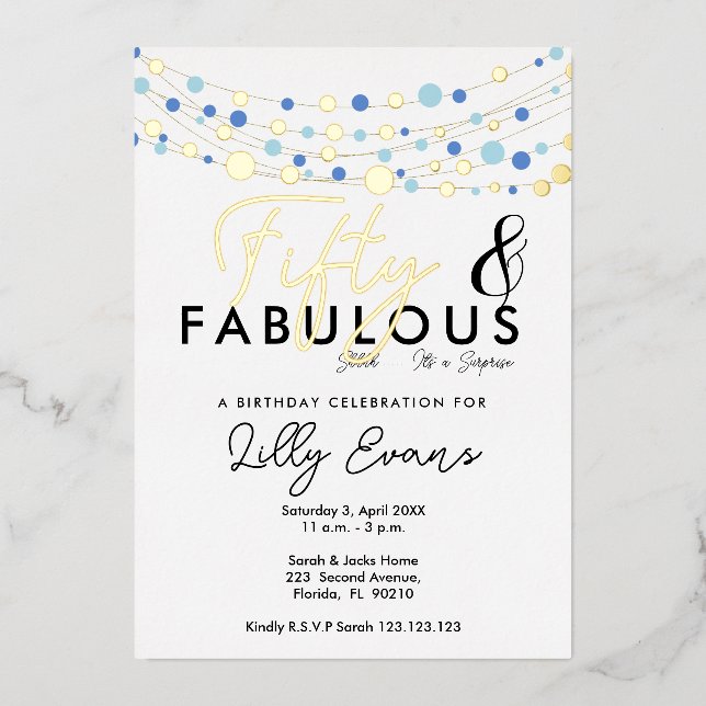 50th surprise birthday party invitation elegant  (Front)