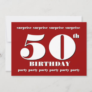 50th SURPRISE Birthday Party Invitation - RED