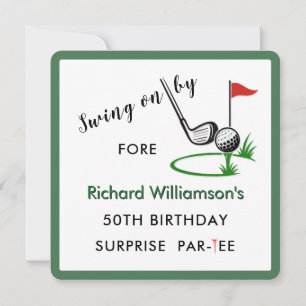 50th Surprise Birthday Party Men's Golf Theme Invitation