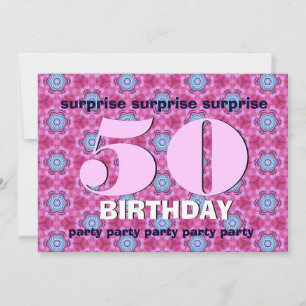 50th Surprise Birthday Pink and BLue V24 Invitation