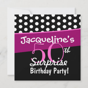 50th Surprise Birthday Polka Dots and Pink D541 Invitation