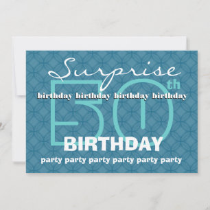 50th SURPRISE Birthday Powder Blue Circles W486 Invitation
