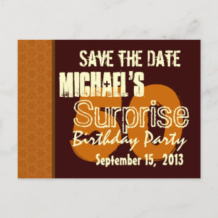 50th Surprise Birthday Save the Date Gold Announcement Postcard