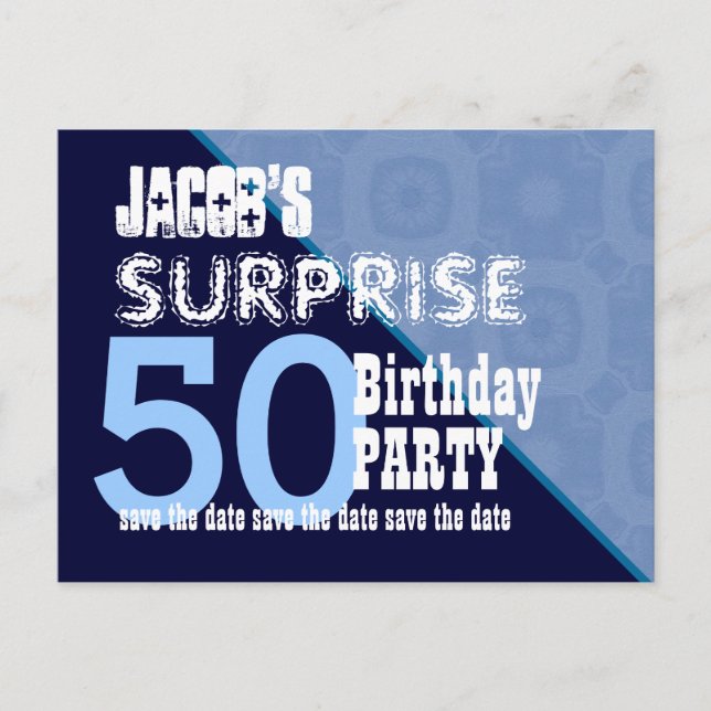 50th Surprise Birthday Save the Date W001Z Announcement Postcard (Front)