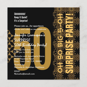 50th Surprise Diagonal Gold and Black V02 Invitation