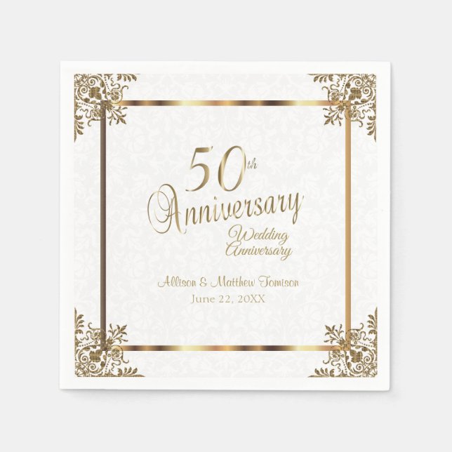 50th Vintage Gold Anniversary Design Napkin (Front)