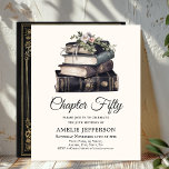 50th | Vintage Victorian Book Birthday Invitation<br><div class="desc">Looking for the perfect invitation for your upcoming birthday bash? Look no further than these charming book-themed invitations! With a simple Victorian-style design featuring a pile of books with wildflowers on an off-white background and an ornate Victorian book cover design on the reverse, these affordable invitations will impress all your...</div>