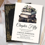 50th | Vintage Victorian Book Birthday  Invitation<br><div class="desc">Looking for the perfect invitation for your upcoming birthday bash? Look no further than these charming book-themed invitations! With a simple Victorian-style design featuring a pile of books with wildflowers on an off-white background and an ornate Victorian book cover design on the reverse, these invitations will impress all your guests....</div>