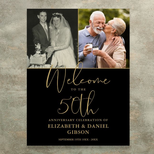 50th Wedding Anniversary 2 Photo Welcome Sign (50th Wedding Anniversary 2 Photo Welcome Sign)