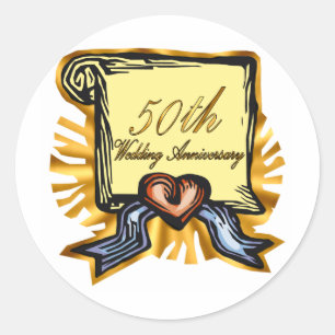 50th wedding anniversary 3w classic round sticker